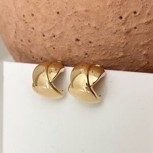 Givenchy Gold-Tone Sculpted Hoop Clip On Earrings
